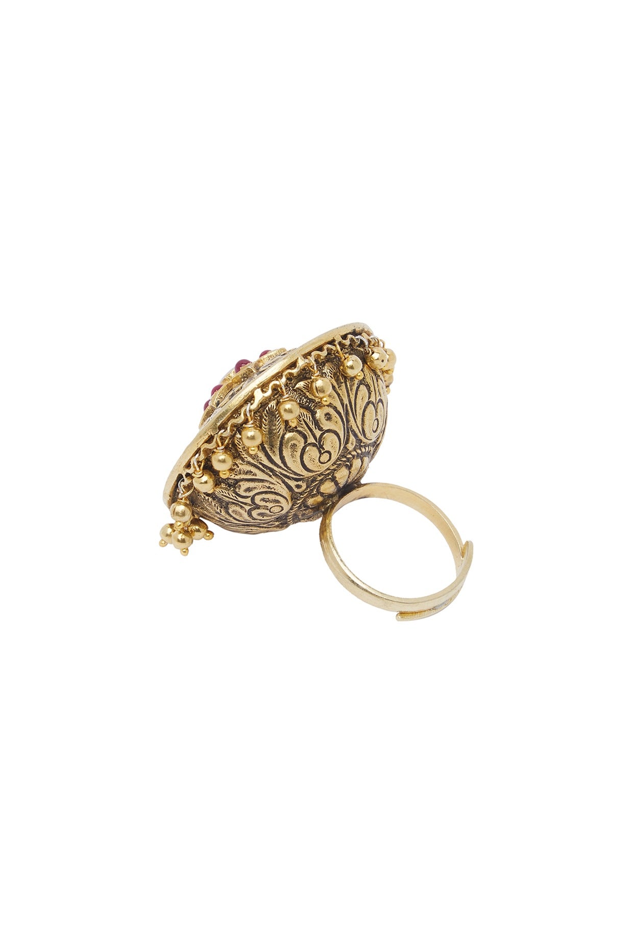 Gold Plated Floral Jadau Ring