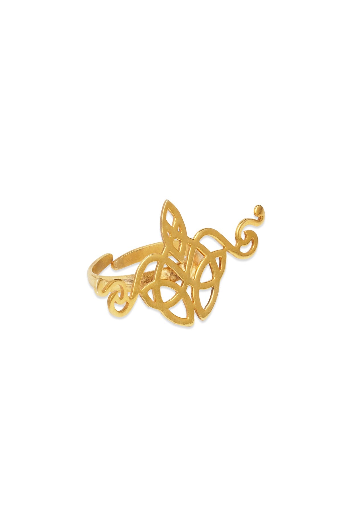 Gold Plated Celtic Motif Ring In Sterling Silver