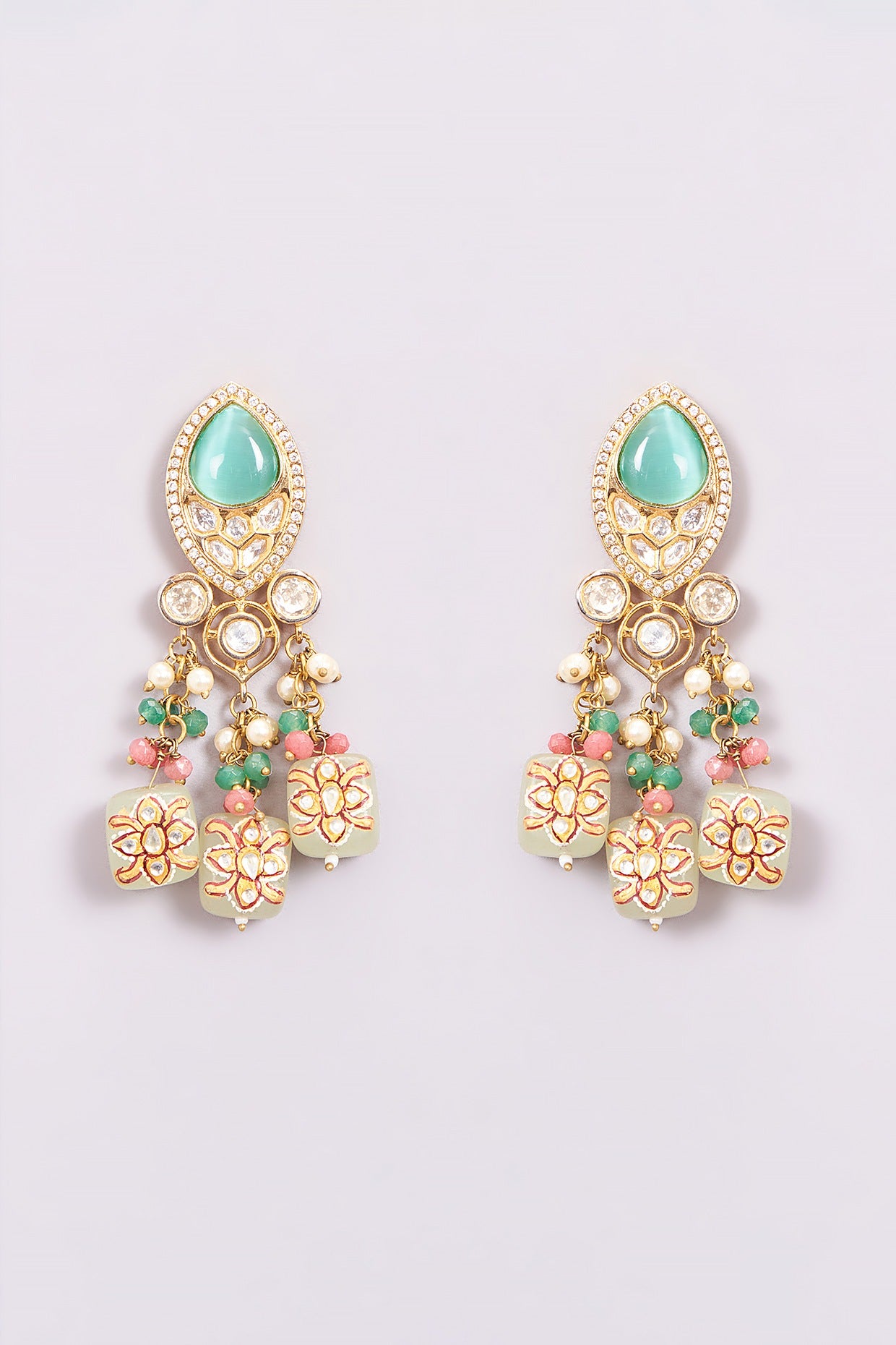 Gold Finish Kundan Polki Necklace Set