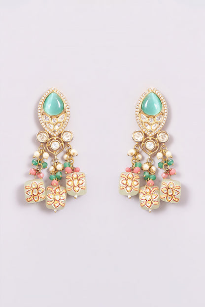 Gold Finish Kundan Polki Necklace Set