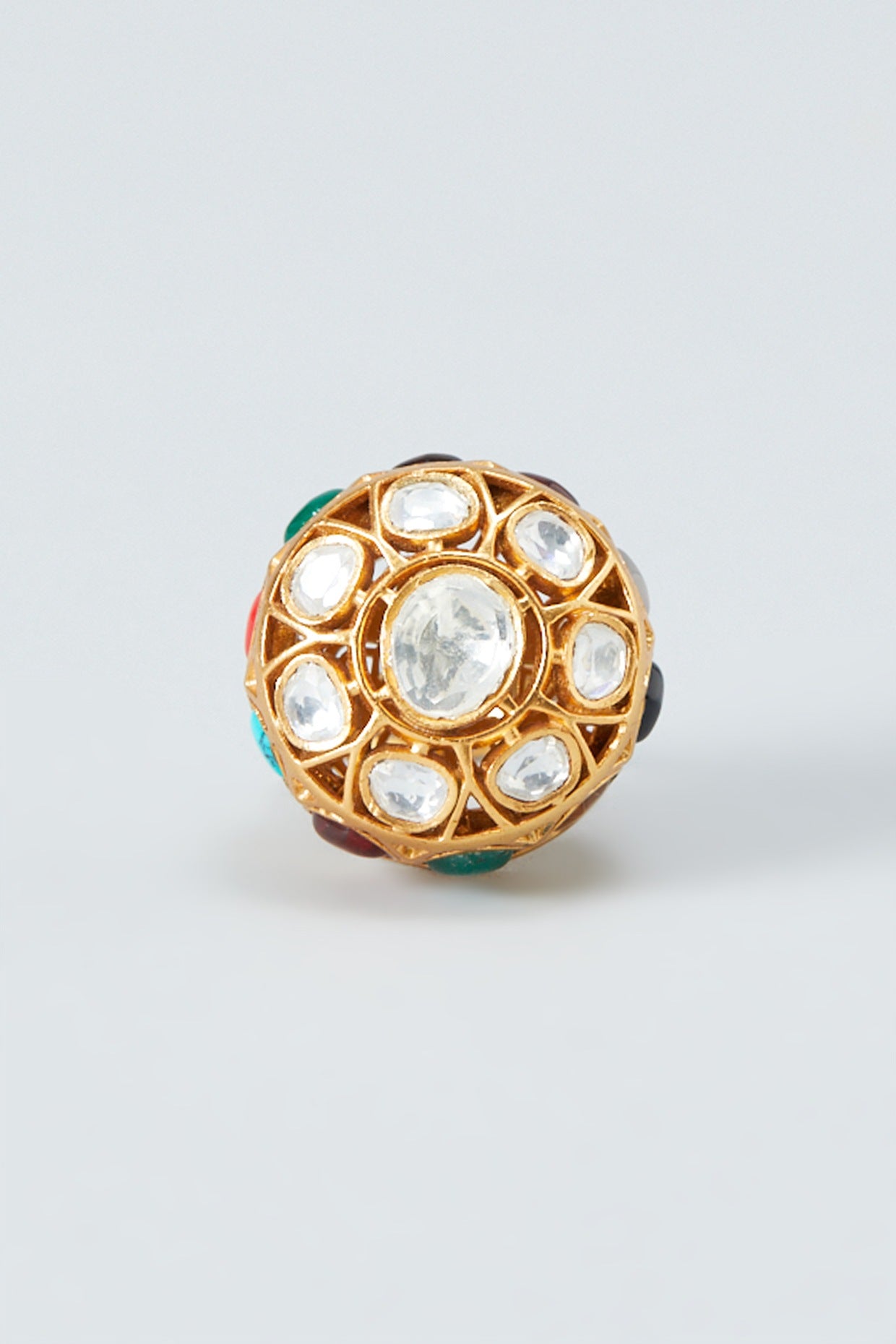 Gold Finish Kundan Ring