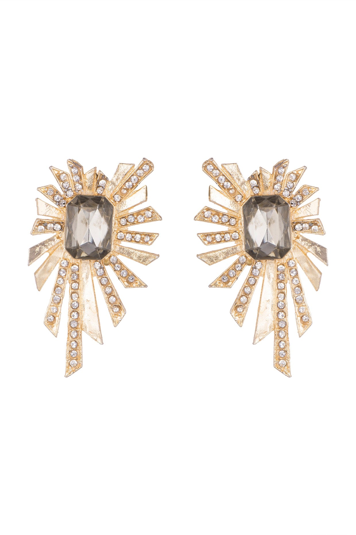 Gold Plated Grey & White Cubic Zirconia Earrings