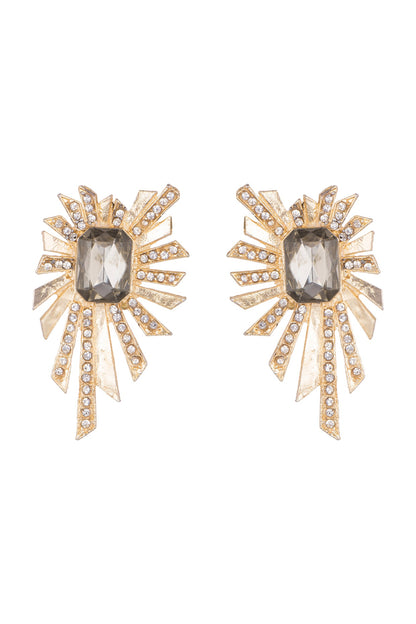 Gold Plated Grey & White Cubic Zirconia Earrings
