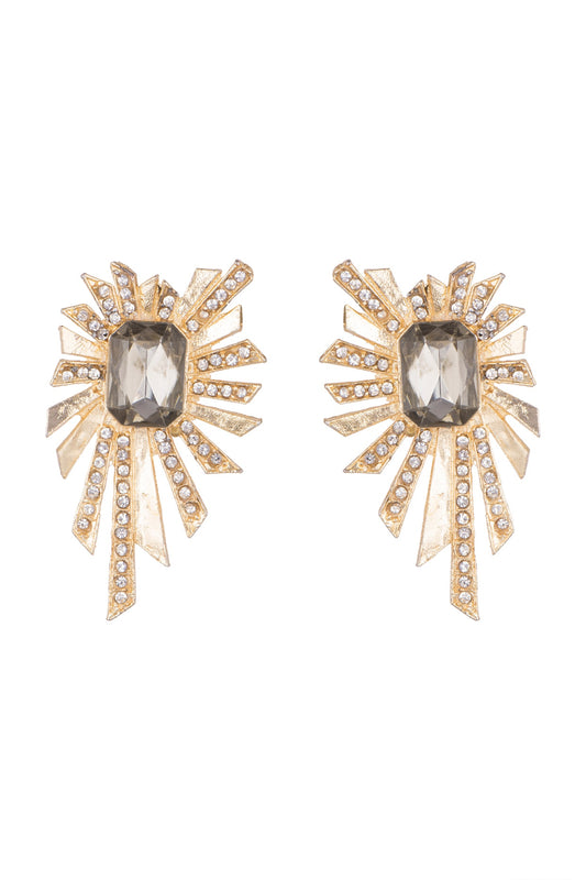 Gold Plated Grey & White Cubic Zirconia Earrings