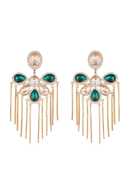 Gold Plated Cubic Zirconia & Tassels Earrings