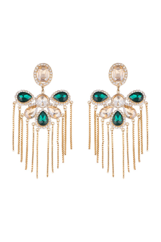 Gold Plated Cubic Zirconia & Tassels Earrings