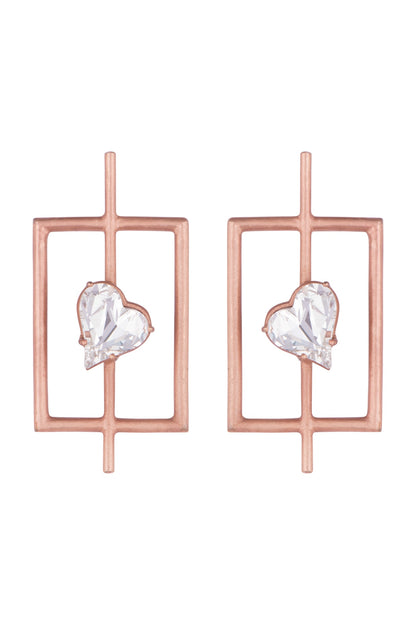 Rose Gold Plated Uncut Cubic Zirconia Earrings