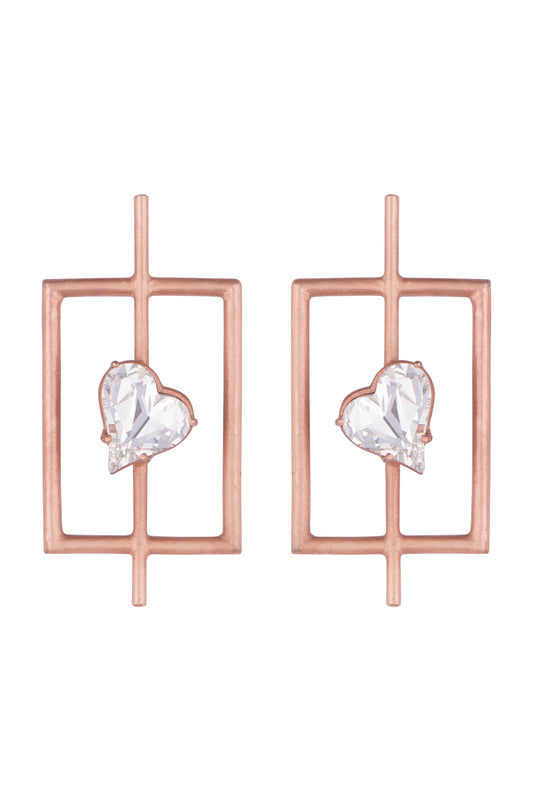 Rose Gold Plated Uncut Cubic Zirconia Earrings