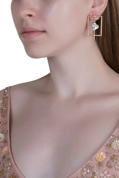 Rose Gold Plated Uncut Cubic Zirconia Earrings