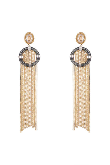 Gold Plated Cubic Zirconia Tassel Earrings
