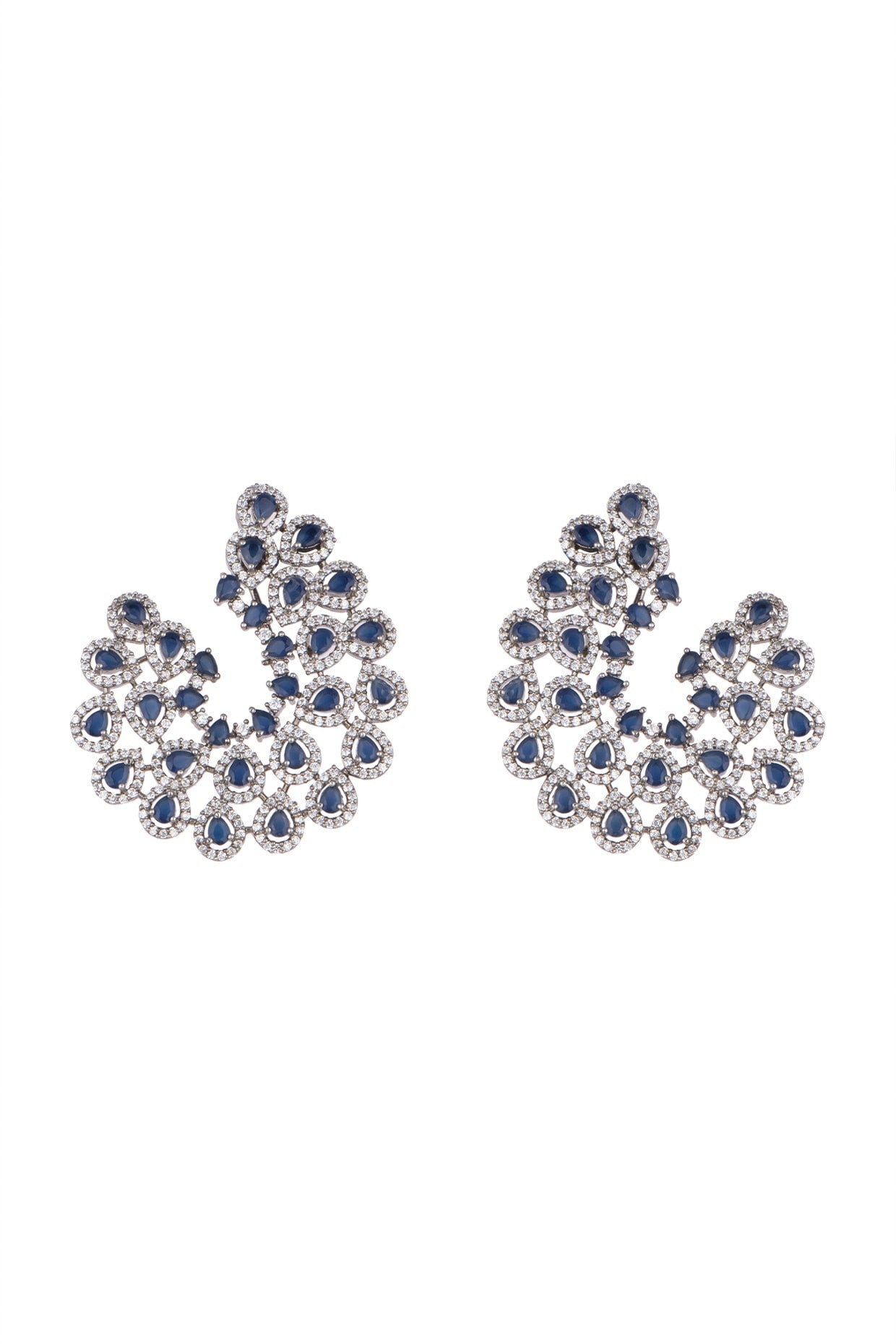 White Finish Semi-Precious Sapphire Earrings