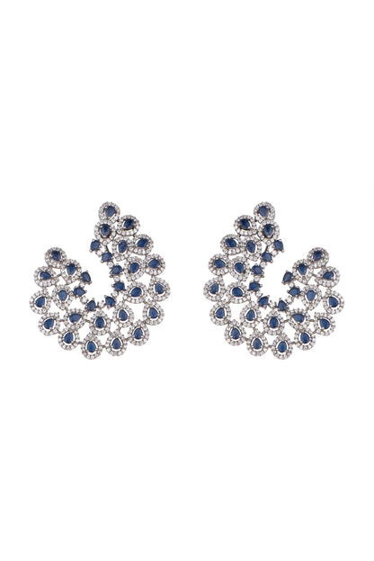 White Finish Semi-Precious Sapphire Earrings