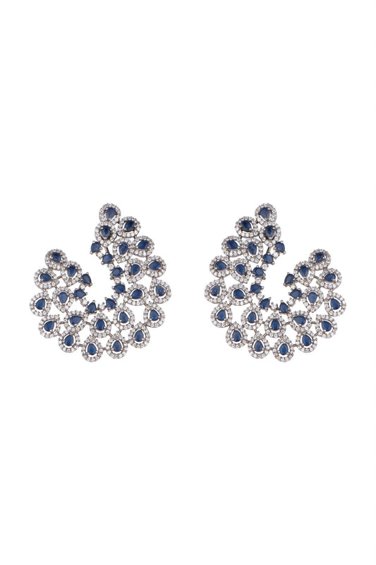 White Finish Semi-Precious Sapphire Earrings