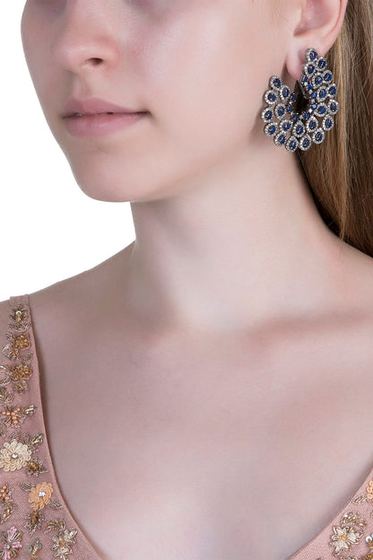 White Finish Semi-Precious Sapphire Earrings