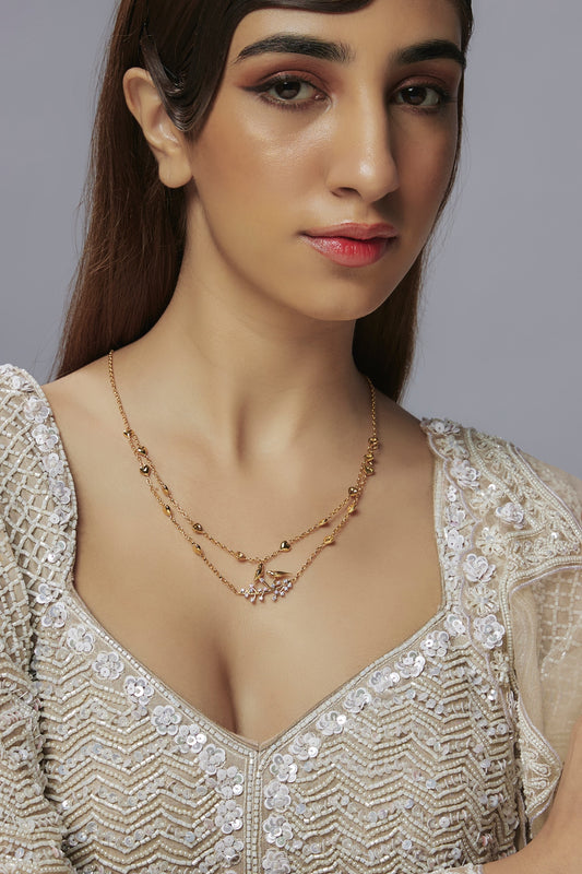 Gold Plated American Diamond Necklace In Sterling Silver