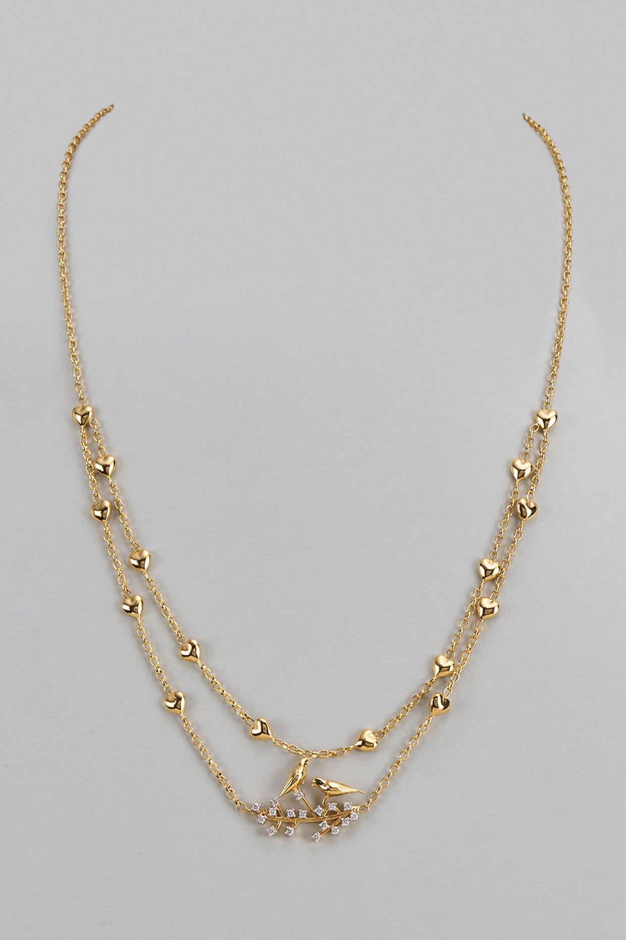 Gold Plated American Diamond Necklace In Sterling Silver