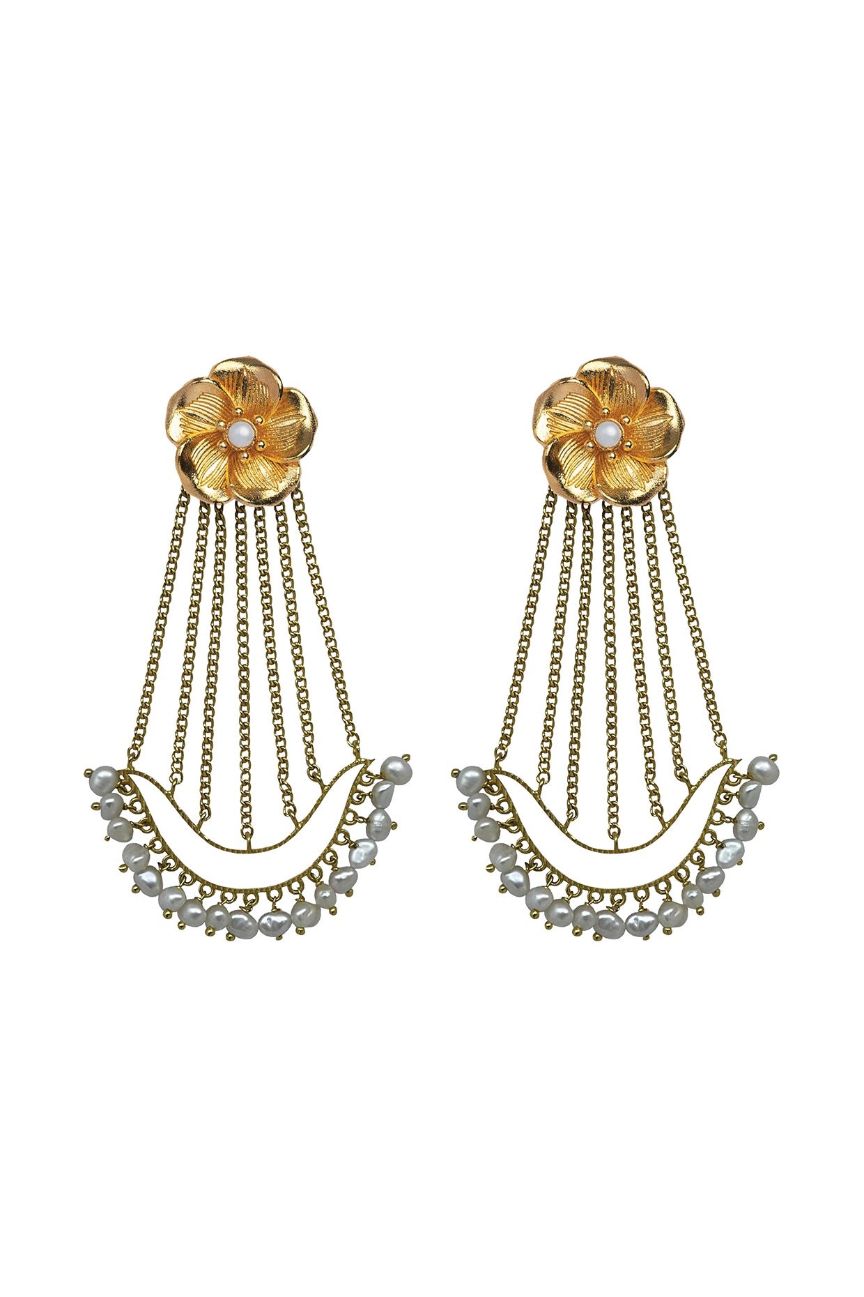 Gold Finish Handcrafted Pearl Chandbali Earrings