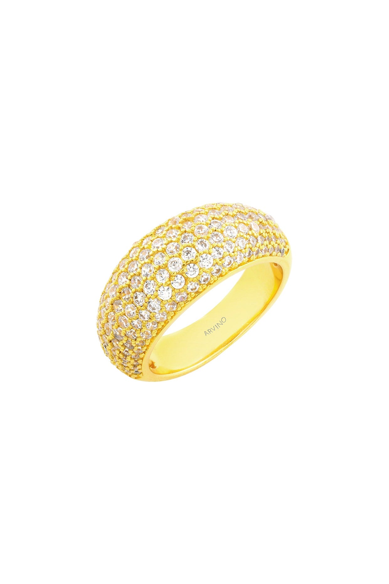 Gold Finish Crystal Dome Ring