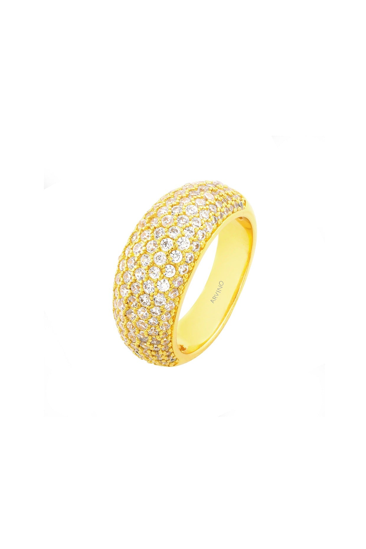 Gold Finish Crystal Dome Ring