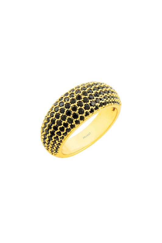 Gold Finish Brass Crystal Dome Ring