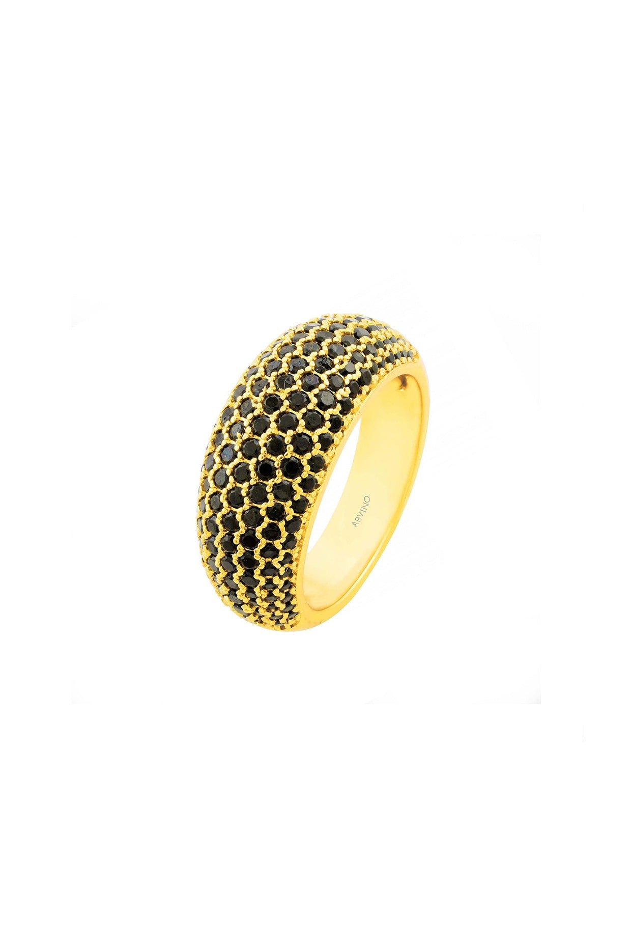 Gold Finish Brass Crystal Dome Ring