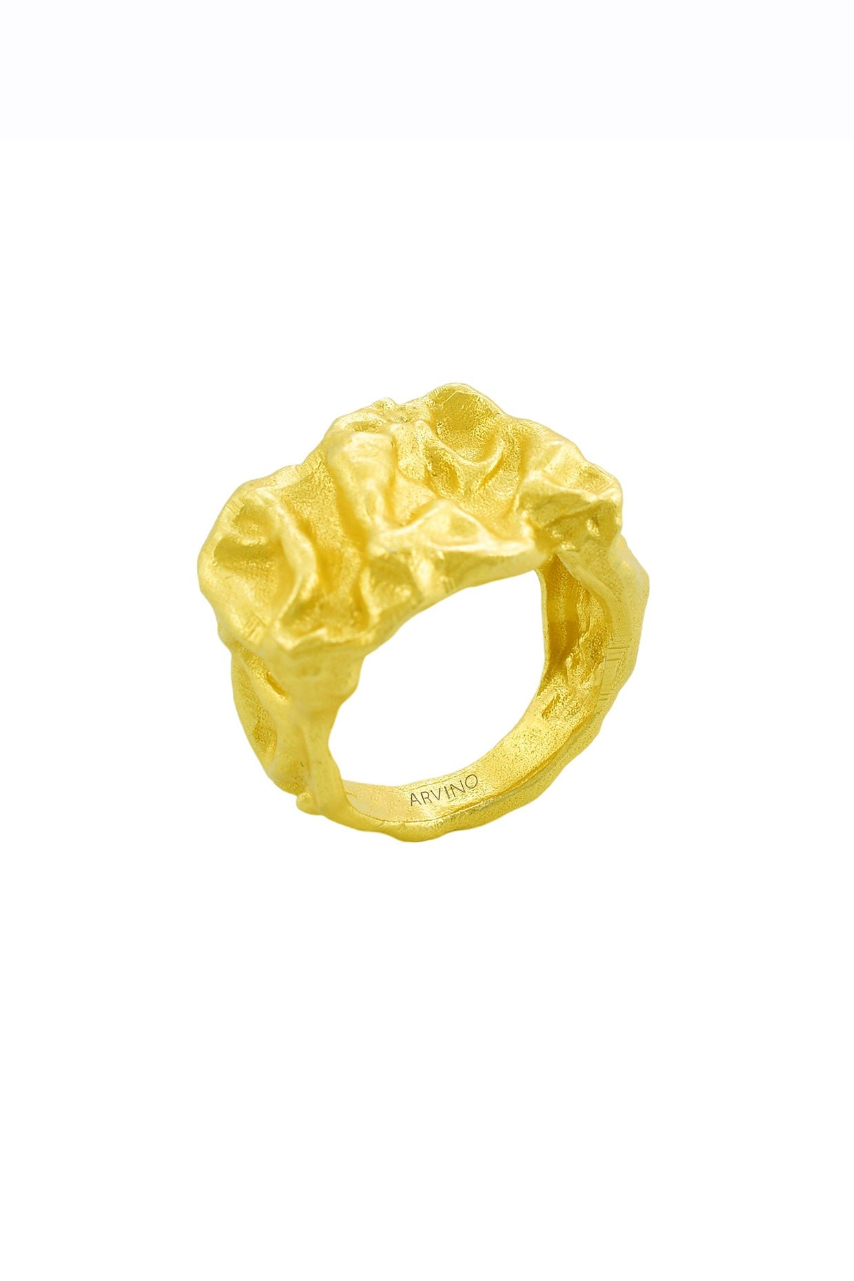 Gold Finish Molten Chunky Ring