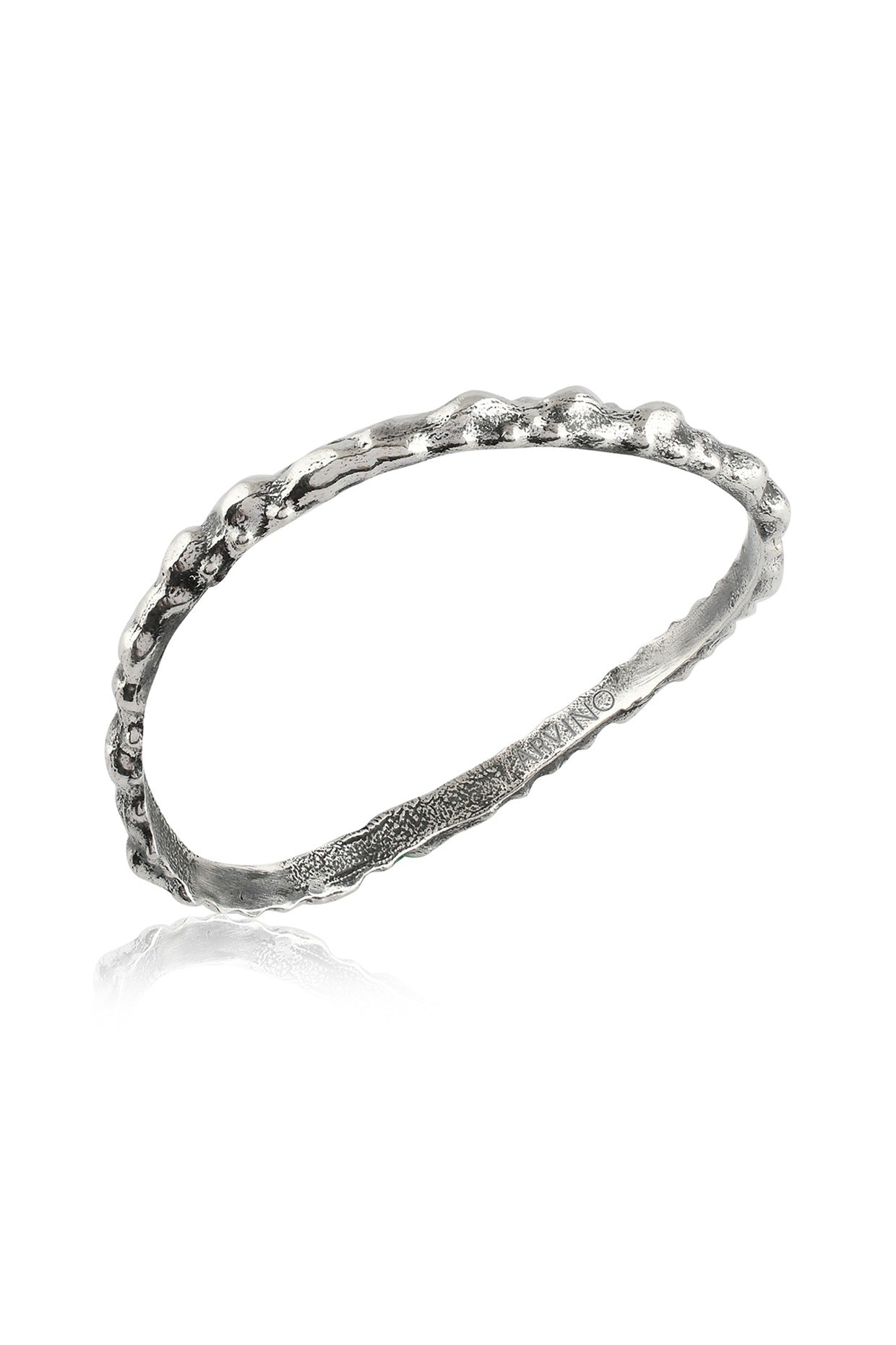 Silver Oxidised Finish Textured Rowdy Bangle