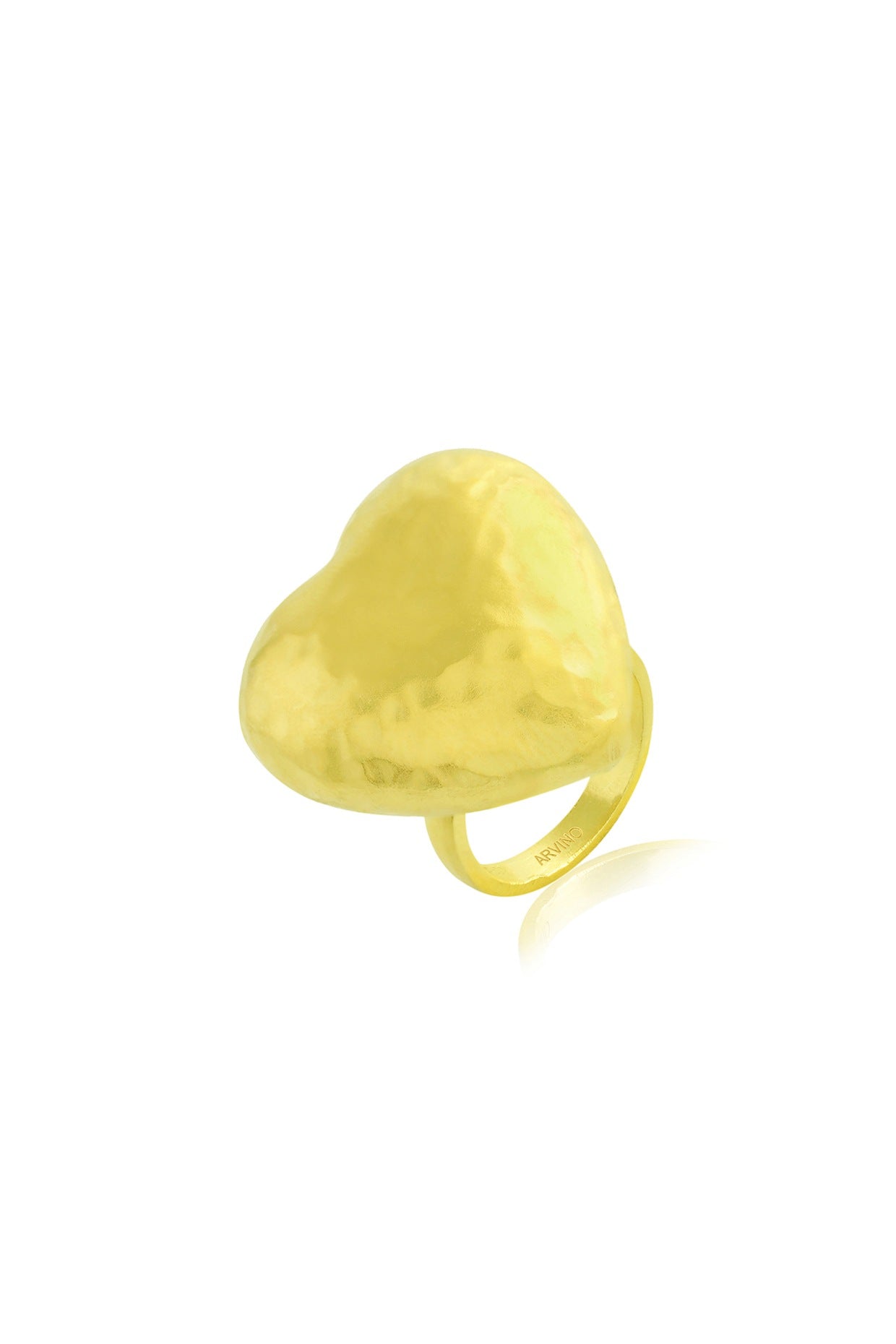 Gold Finish Chunky Textured Heart Ring