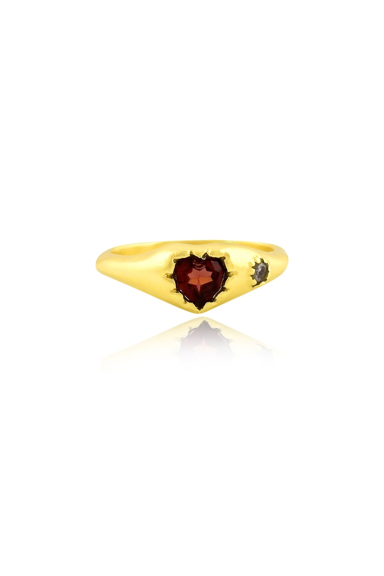 Gold Finish Cubic Zirconia & Garnet Ring