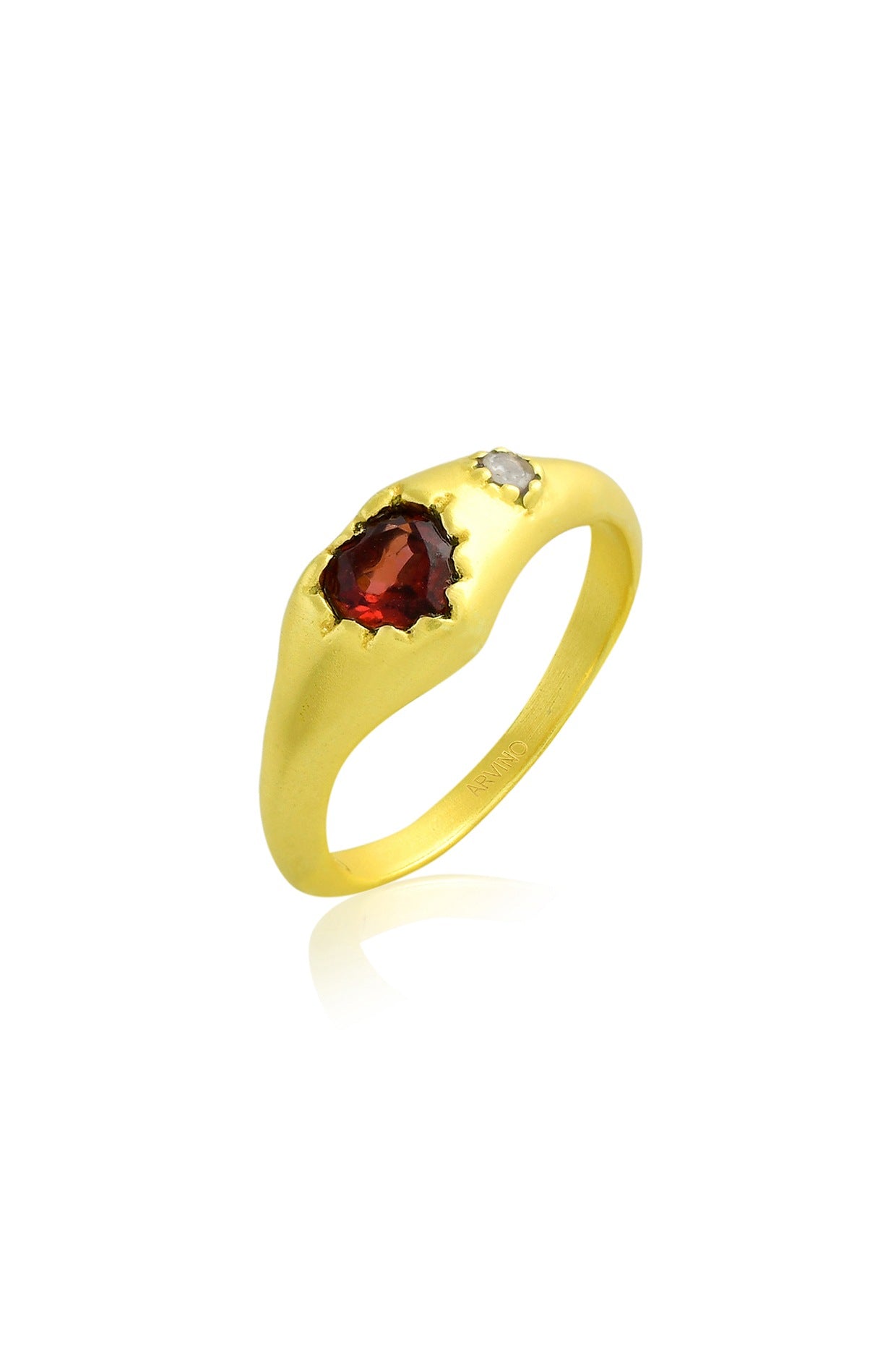 Gold Finish Cubic Zirconia & Garnet Ring