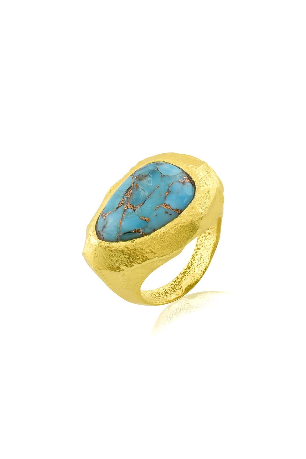 Gold Finish Turquoise Stone Bold Ring