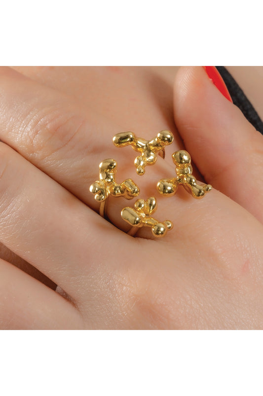 Gold Finish Pellet Ring