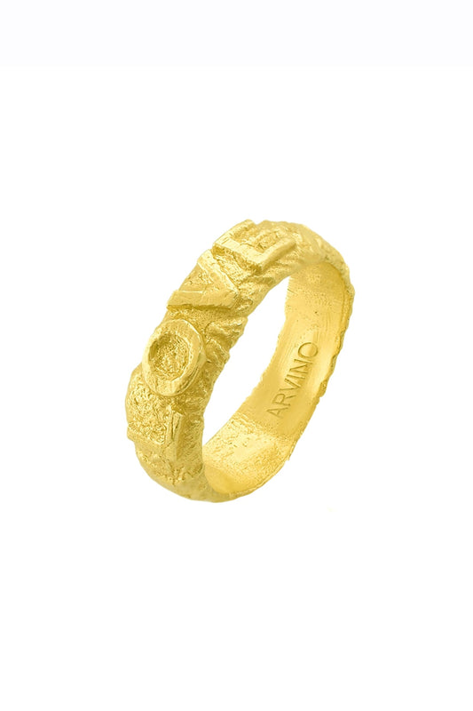 Gold Finish Textured Love Ring