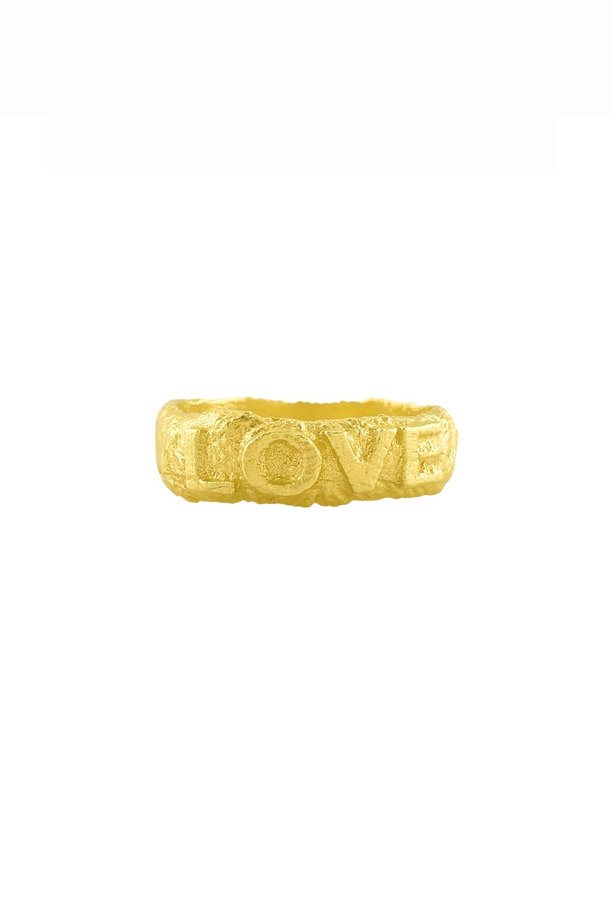 Gold Finish Textured Love Ring