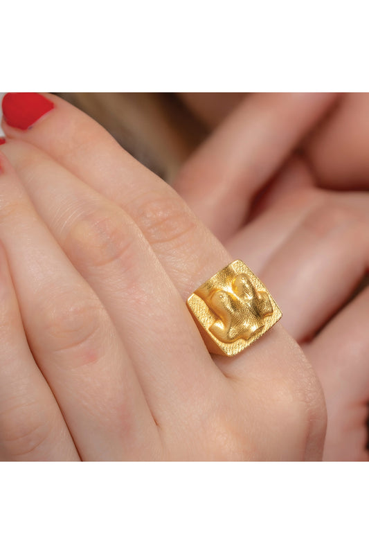 Gold Finish Statement Ring