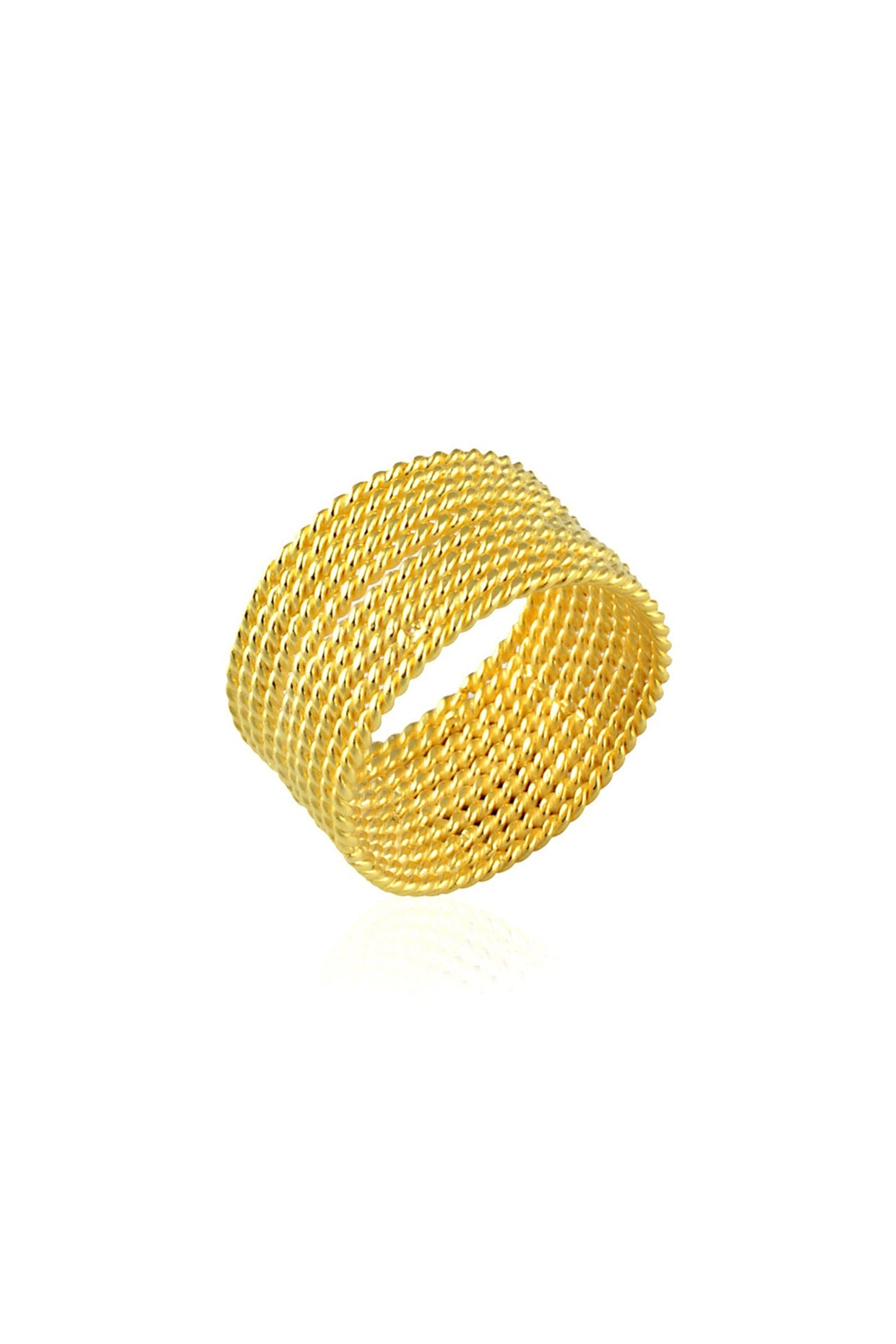 Gold Finish Rope-Textured Ring