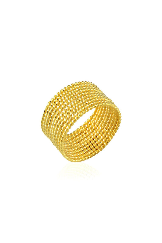 Gold Finish Rope-Textured Ring