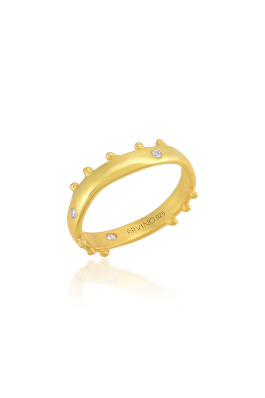 Gold Plated Handcrafted Ring With Zirconia