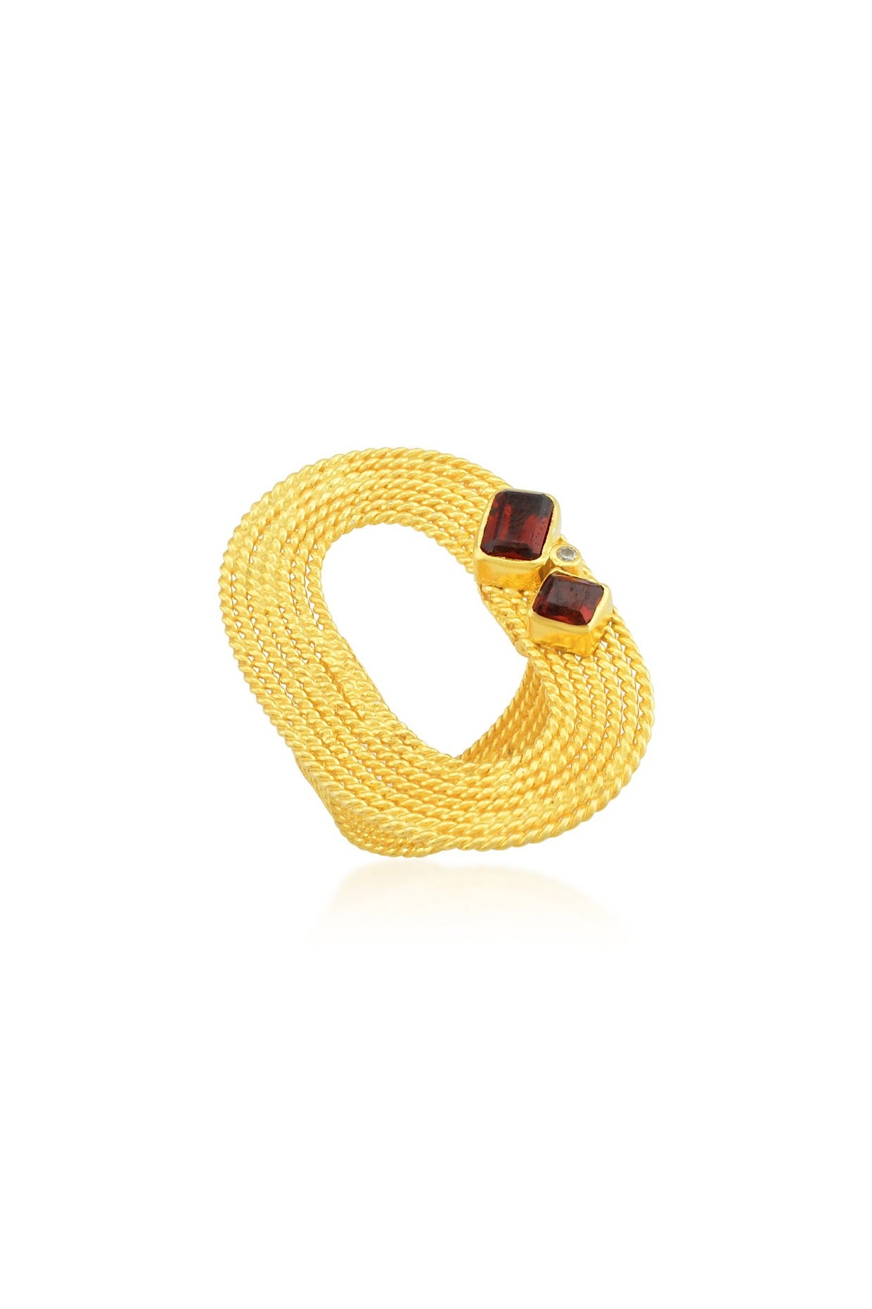 Gold Finish Ring With Garnet