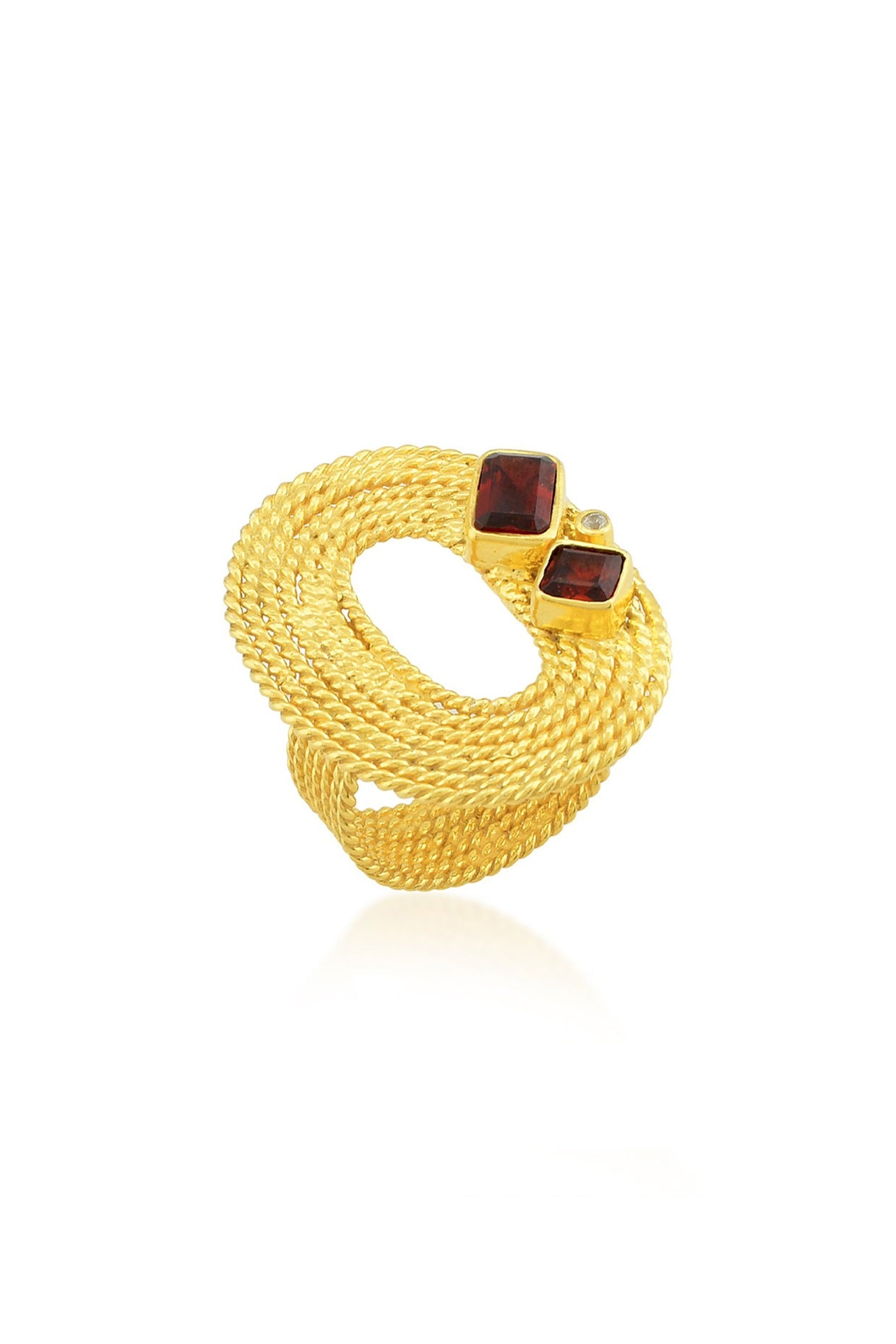 Gold Finish Garnet Zirconia Ring