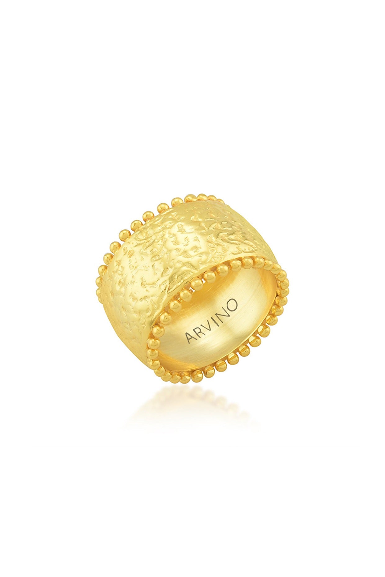 Gold Finish Dotted Wide Ring