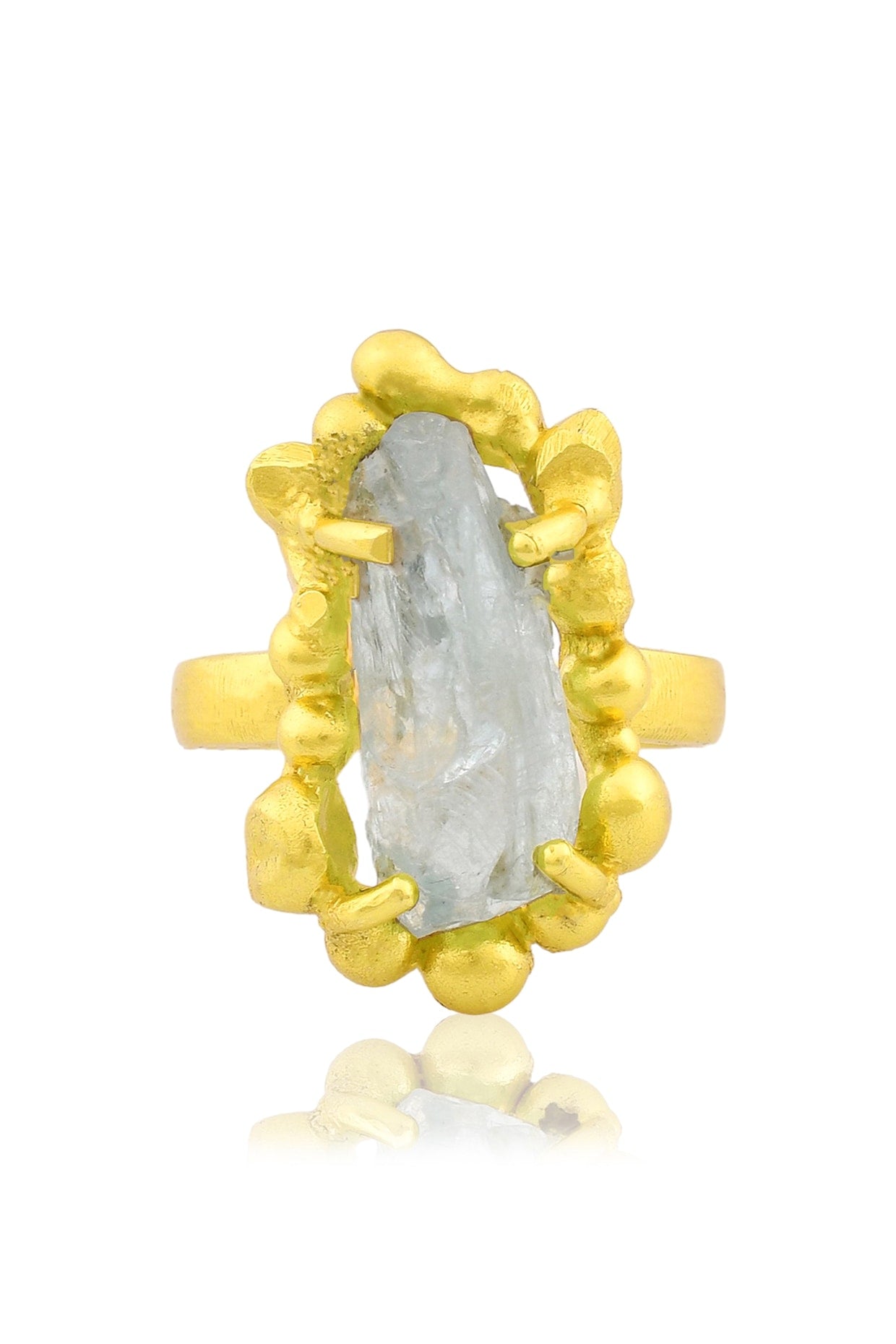 Gold Finish Aquamarine Gemstone Ring