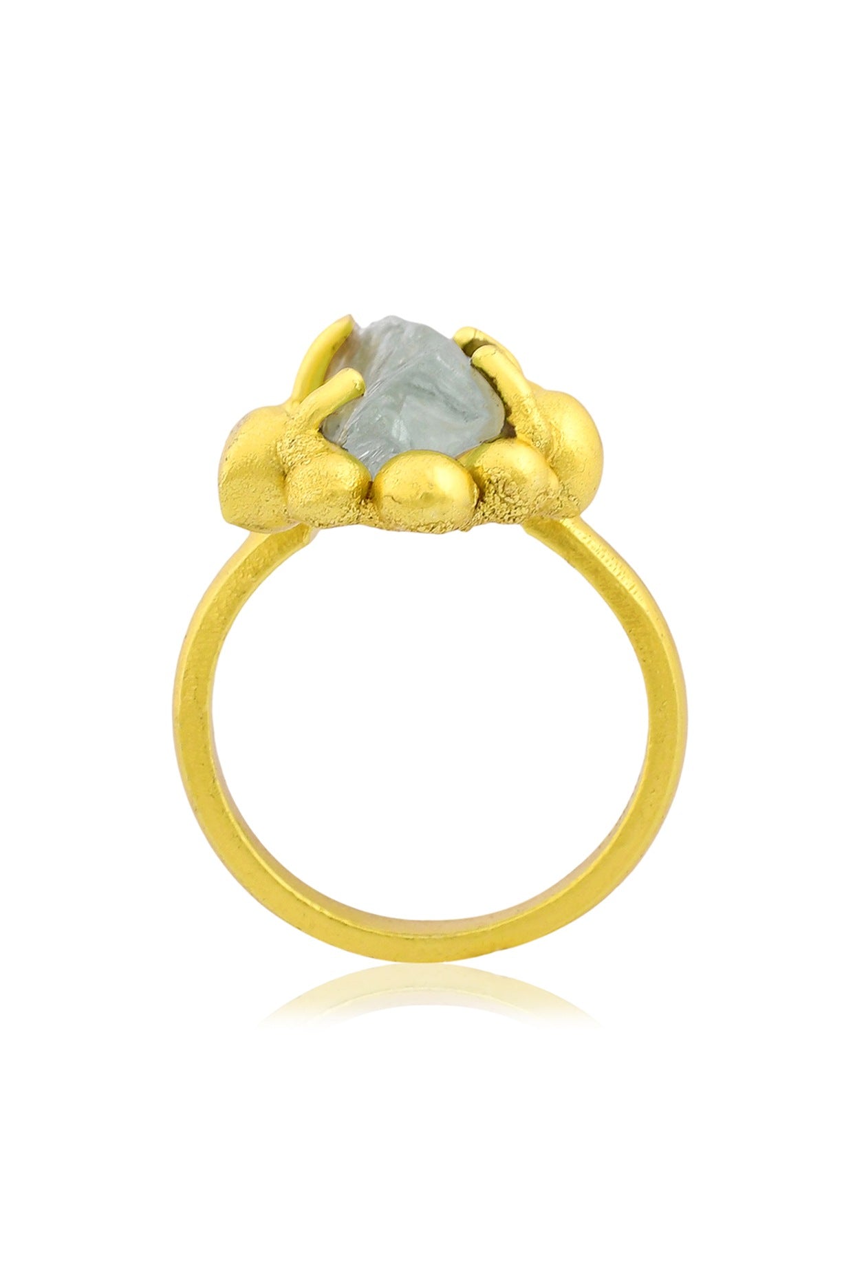 Gold Finish Aquamarine Gemstone Ring