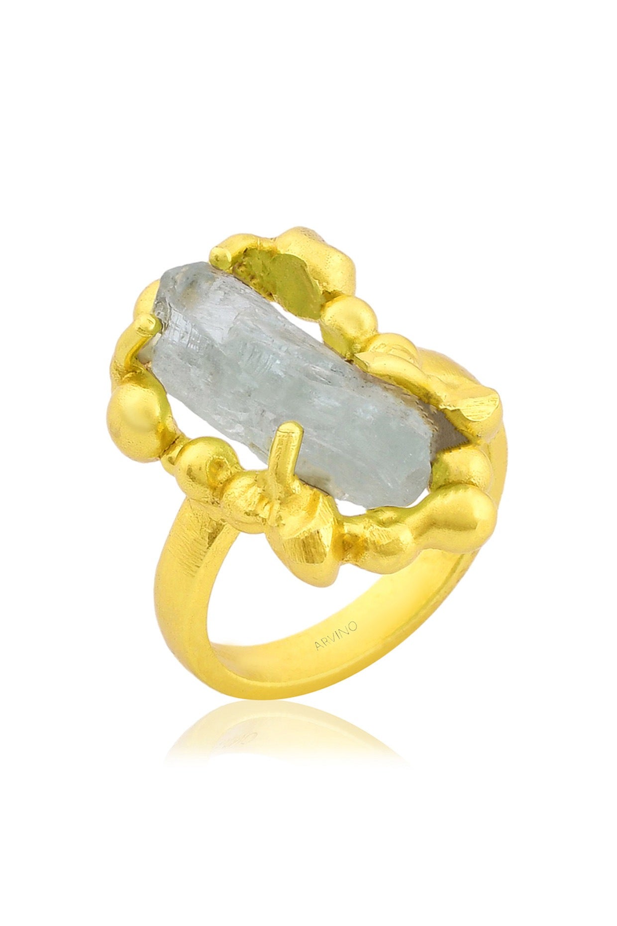 Gold Finish Aquamarine Gemstone Ring