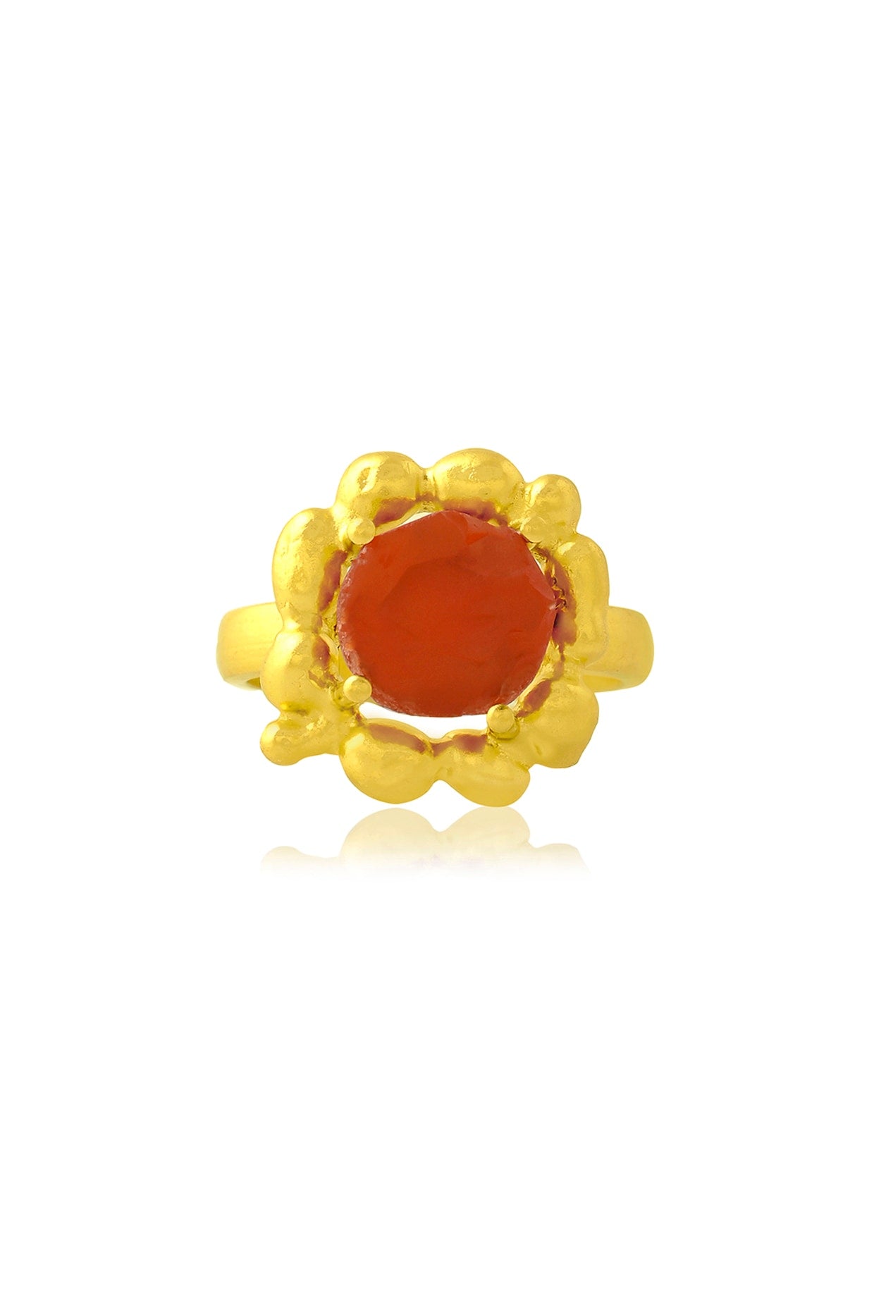 Gold Finish Carnelian Stone Claw Ring