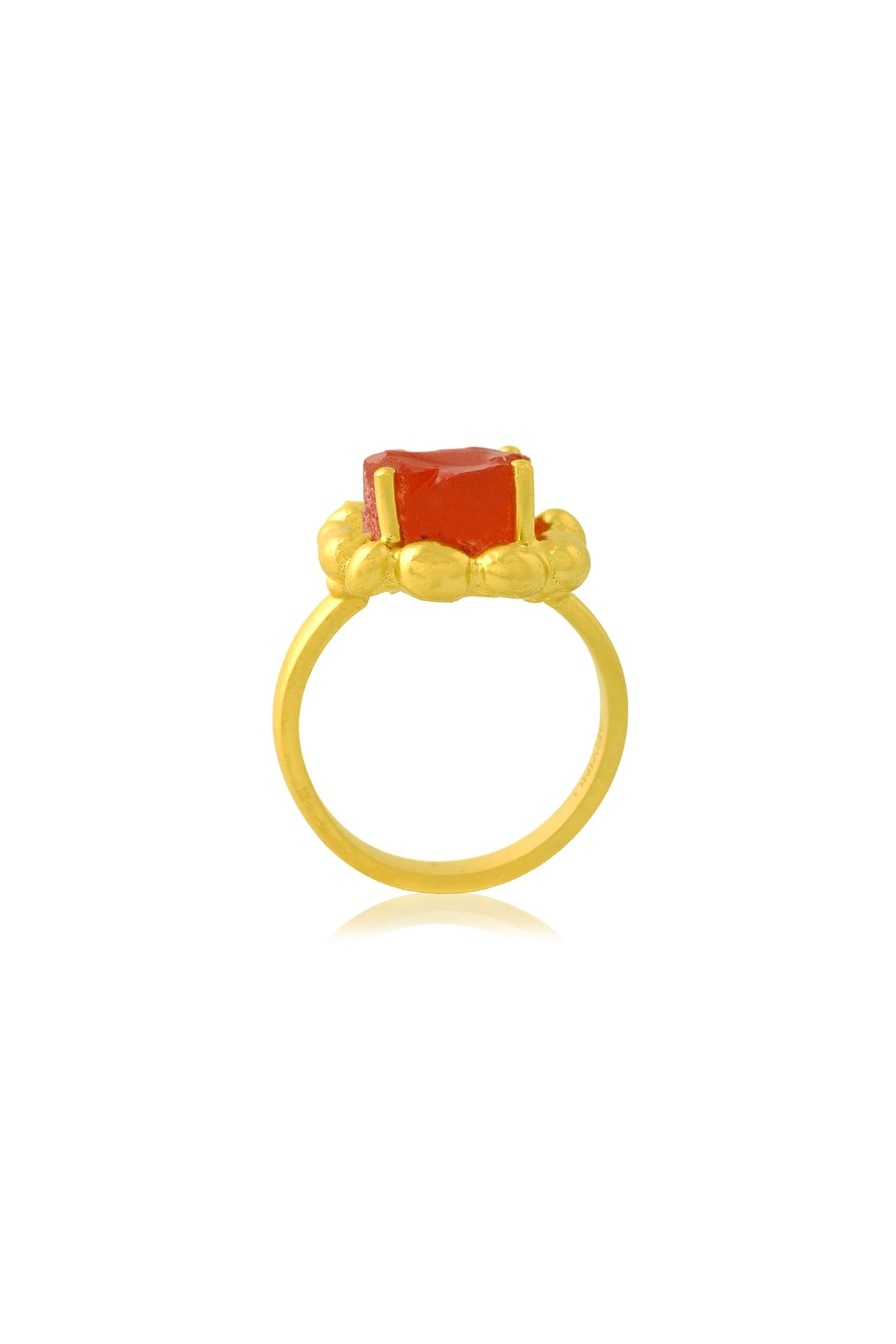 Gold Finish Carnelian Stone Claw Ring