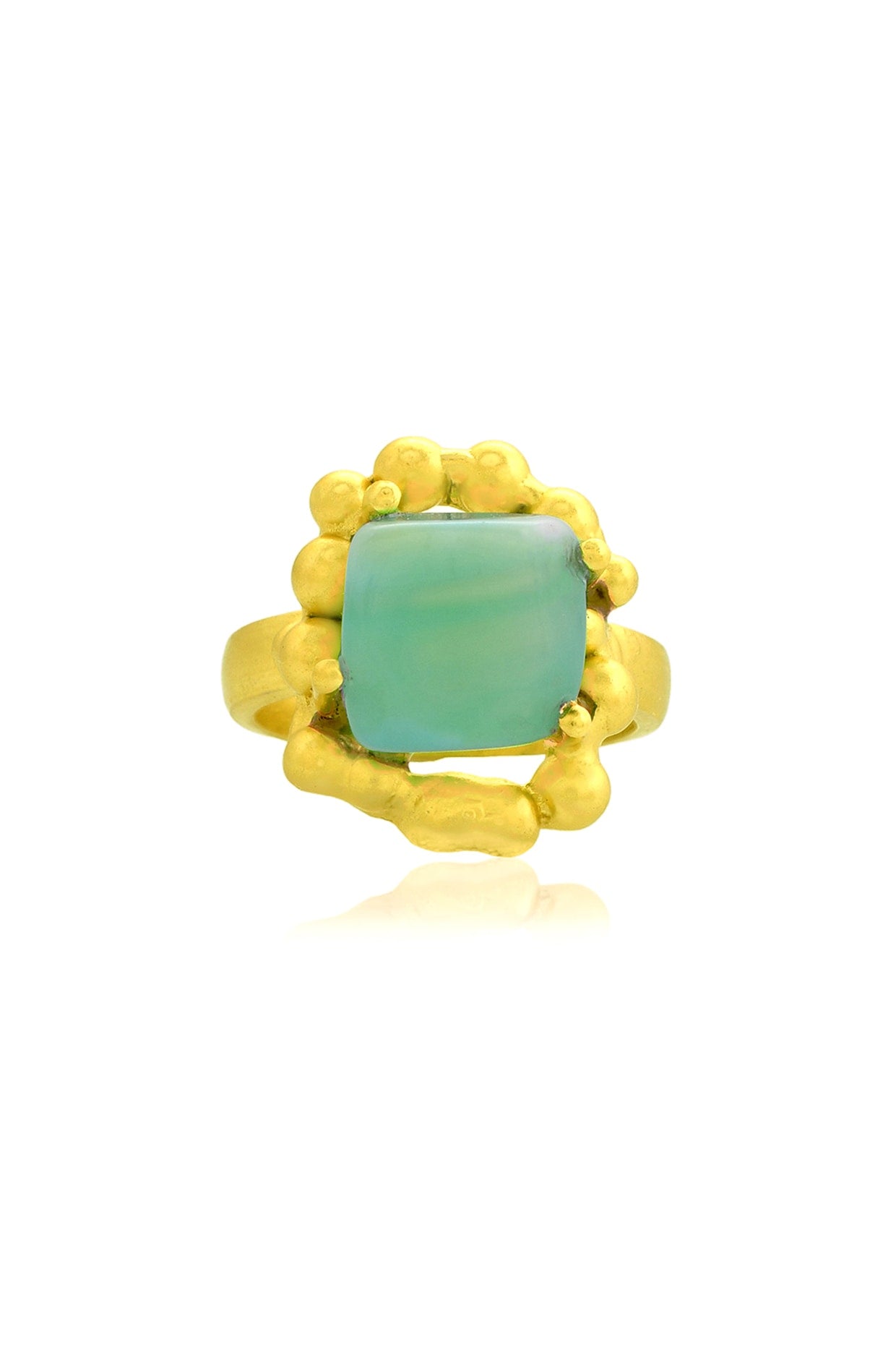 Gold Finish Chrysoprase Gemstone Enchanter Ring