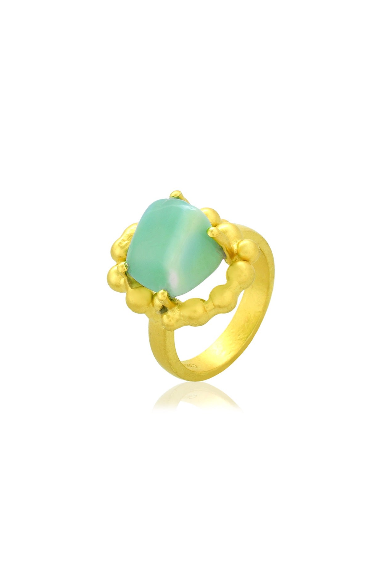 Gold Finish Chrysoprase Gemstone Enchanter Ring