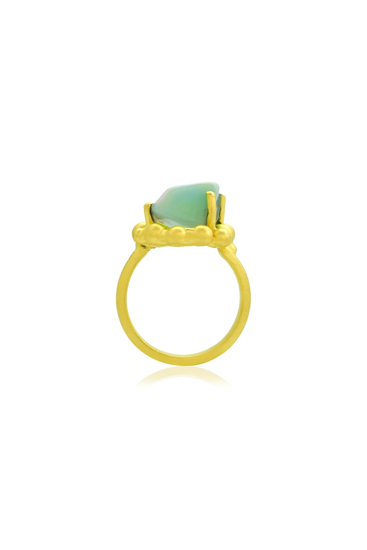 Gold Finish Chrysoprase Gemstone Enchanter Ring