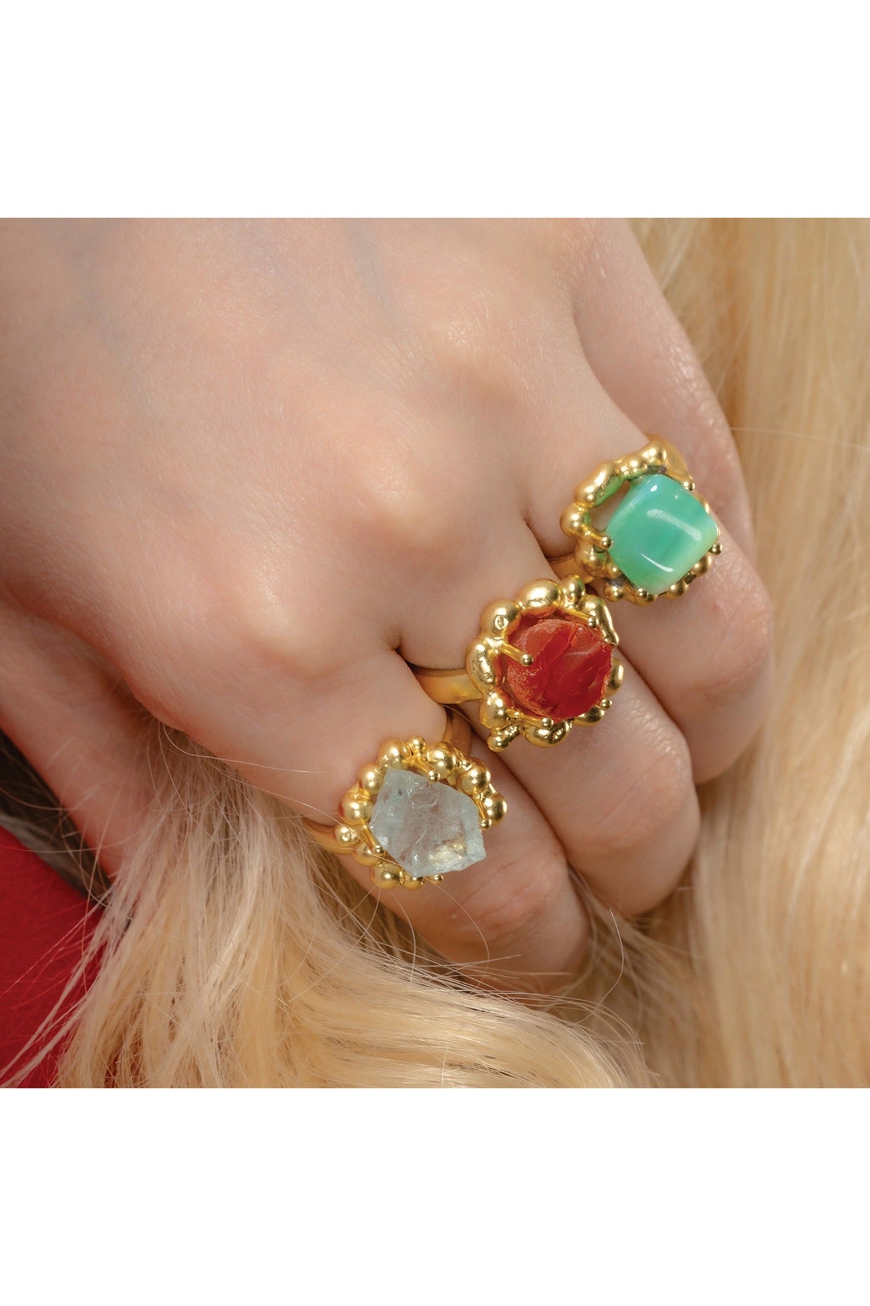 Gold Finish Chrysoprase Gemstone Enchanter Ring